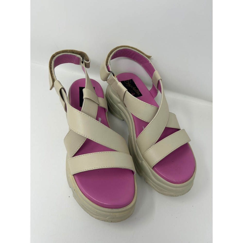 Seychelles Women Cream Pink Platform Sandals Chunky Strappy Sporty Hook Loop 10 - Picture 1 of 10